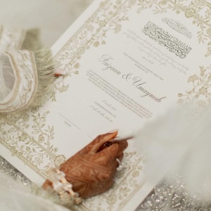 Floral Nikkah Certificate, Gold A4 Islamic Wedding Contract, Nikkah Nama, Muslim Marriage Certificate, Personalised Names, Quran Verse image 15