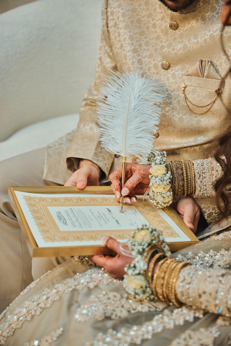 Certificat de luxe Nikkah, contrat de mariage islamique A4 premium, Nikkah Nama, certificat de mariage musulman, noms personnalisés, versets du Coran image 14