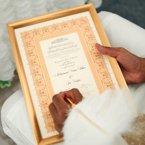 Certificat de luxe Nikkah, contrat de mariage islamique A4 premium, Nikkah Nama, certificat de mariage musulman, noms personnalisés, versets du Coran image 16