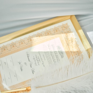 Certificat de luxe Nikkah, contrat de mariage islamique A4 premium, Nikkah Nama, certificat de mariage musulman, noms personnalisés, versets du Coran image 19