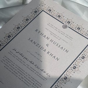 A3 Floral Nikkah Certificate, Gold Islamic Wedding Contract, Nikkah Nama, Muslim Marriage Certificate, Personalised Names, Quran Verse