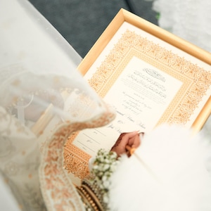Certificat de luxe Nikkah, contrat de mariage islamique A4 premium, Nikkah Nama, certificat de mariage musulman, noms personnalisés, versets du Coran image 17
