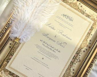 Couple Nikah Gift, Nikah Certificate in Vintage Frame, Gold Nikah Certificate, Muslim Wedding Gift, Personalised Keepsake, Nikah Ceremony