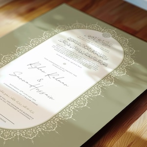 Luxus Nikkah Zertifikat, Islamischer Premium A4 Hochzeitsvertrag, Nikah Nama, Muslimische Heiratsurkunde, Personalisierte Namen, Koran Vers