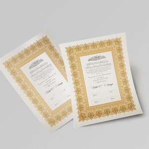 Luxury Nikkah Certificate, Premium A4 Islamic Wedding Contract, Nikkah ...