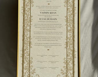 Personalised Nikah Certificate, Islamic Marriage Contract, Nikkah Nama, Wedding Entrance Sign, Extended Long Nikah Contract