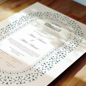 Luxus Nikkah Zertifikat, Islamischer Premium A4 Hochzeitsvertrag, Nikah Nama, Muslimische Heiratsurkunde, Personalisierte Namen, Koran Vers