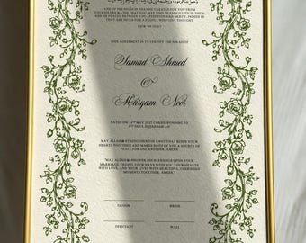 Muslim Marriage Certificate, Framed Islamic Wedding Certificate, Personalised Nikah Certificate, Nikah Signing Set with Pen, Wedding Gift