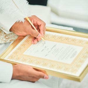 Certificat de luxe Nikkah, contrat de mariage islamique A4 premium, Nikkah Nama, certificat de mariage musulman, noms personnalisés, versets du Coran image 20