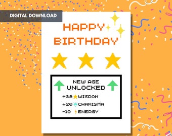 Geeky birthday card - new age unlocked - RPG birthday card