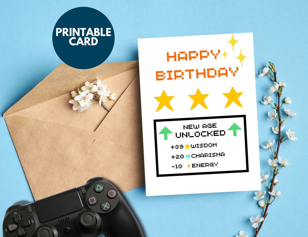 Printable Birthday Card for a Video Game Fan - Etsy