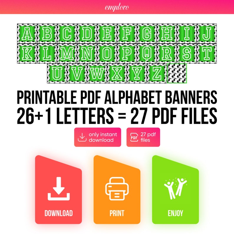Printable Alphabet Letters Banners football ABC A Z Banners Etsy Printable Alphabet Letters Banners football ABC A Z Banners Etsy
