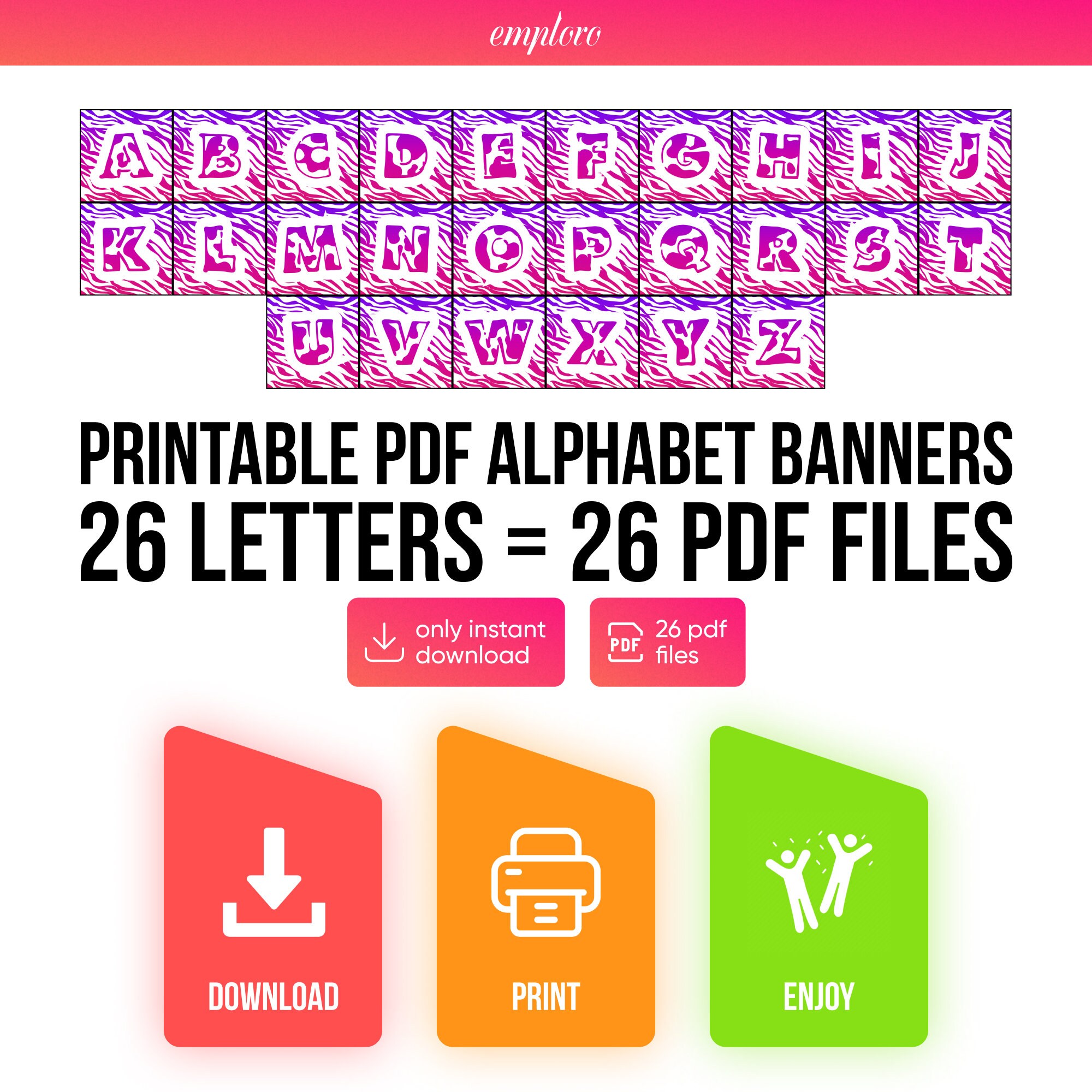 Printable Alphabet Letters Banners ABC A-Z Banners Letters Banners ...