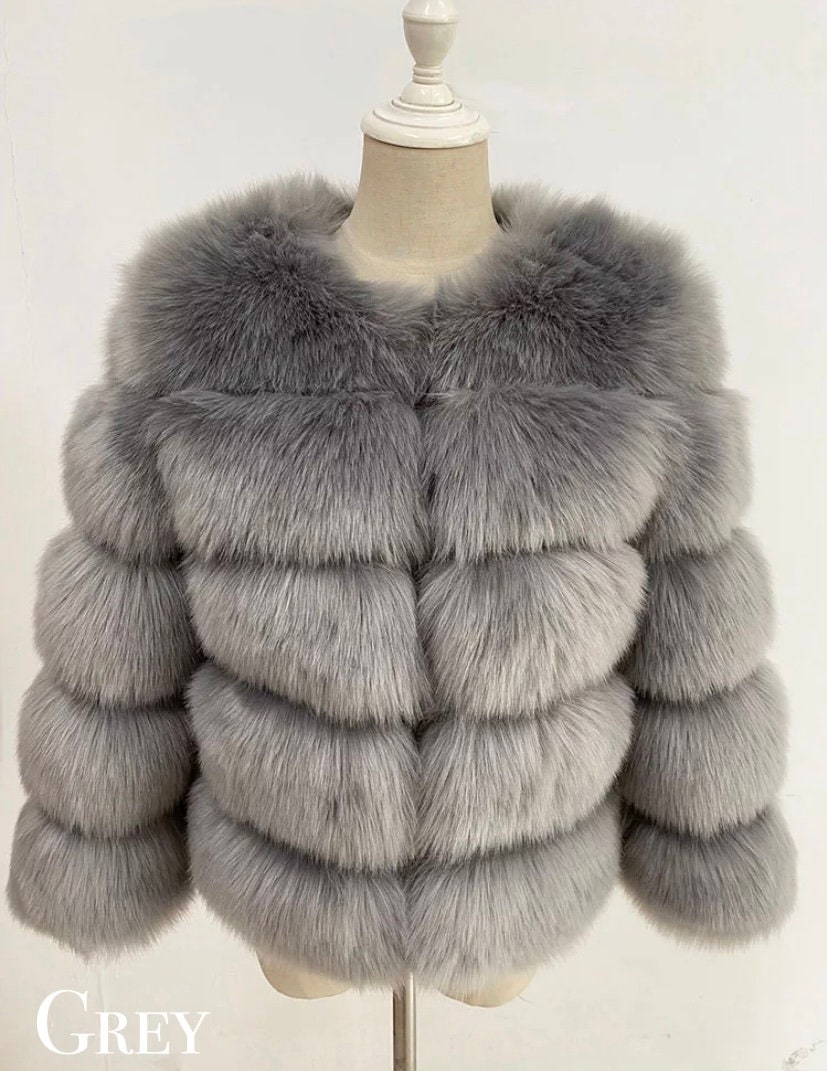 VEZAD Faux Fur Coat Women Fashion Solid Jackets Fur Short Stitching Button Jacket 