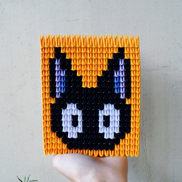 Kiki's delivery service Jiji cat origami pixel art | Studio Ghibli art decor anime gift | Desk setup