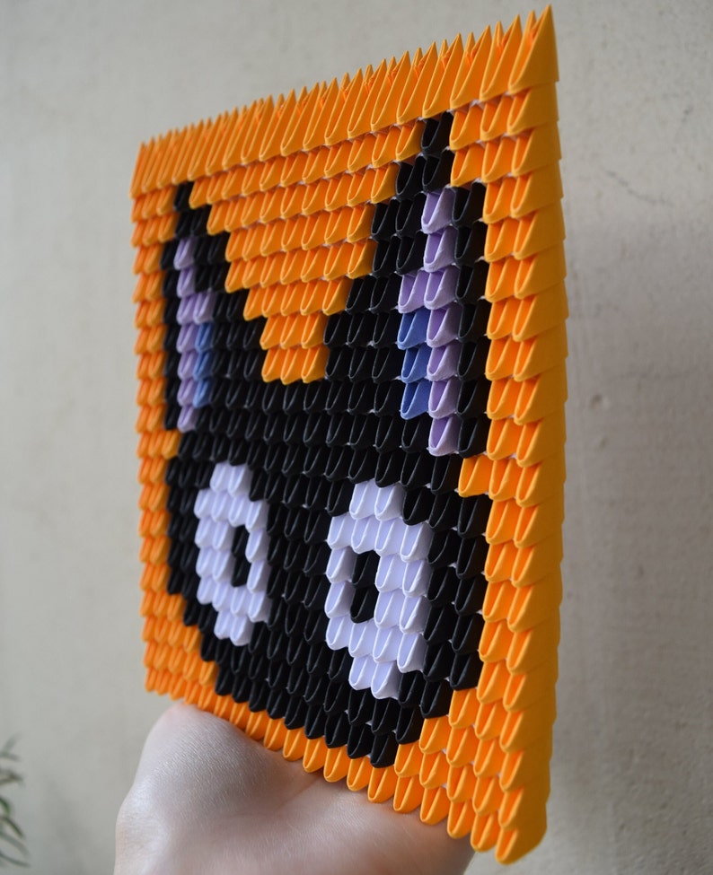 Jiji Cat 3d Origami Pixel Art Anime Home Decorations Wall Etsy