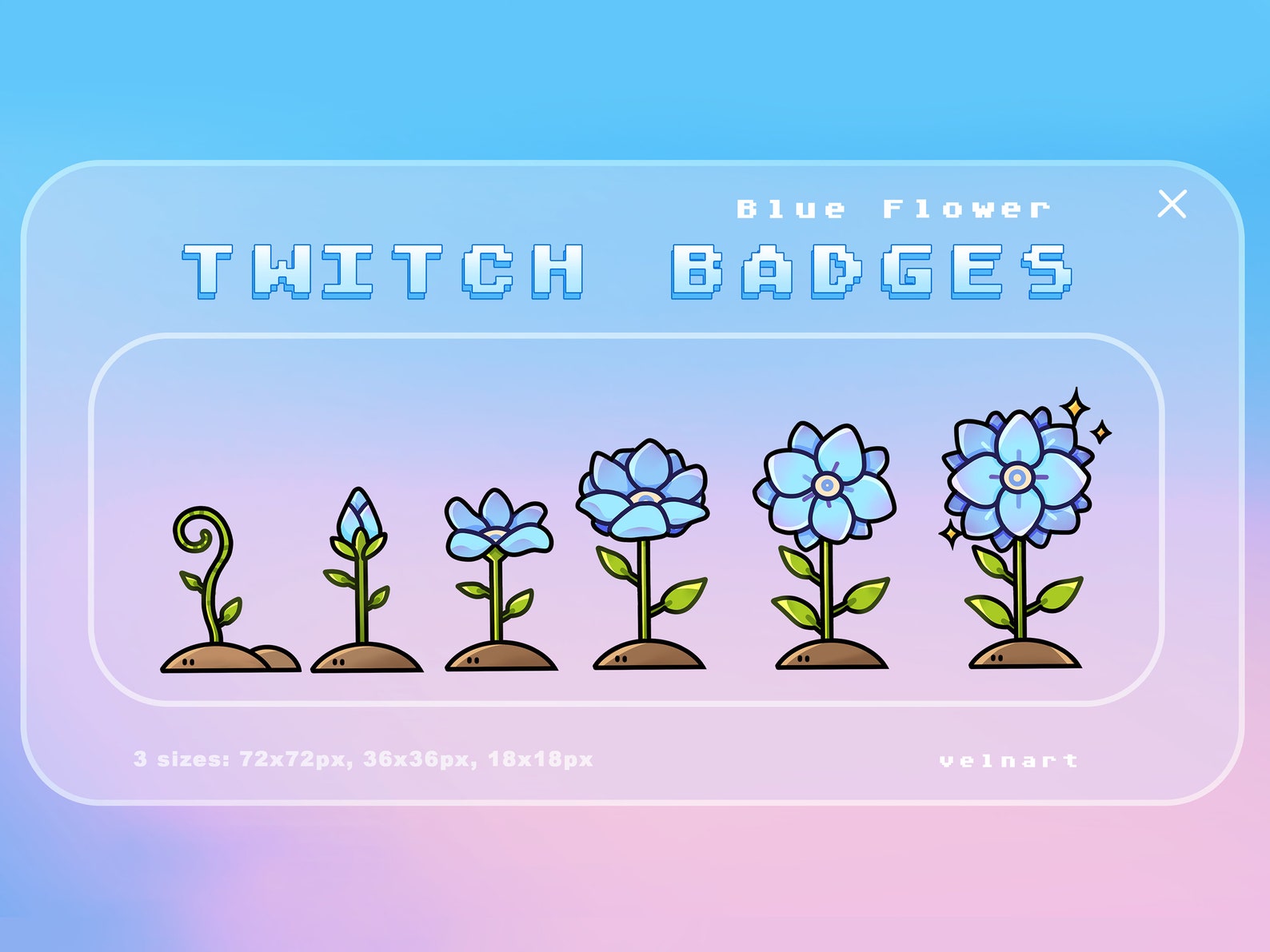 Twitch Badges / Blue Flower floralcutegrowing Etsy