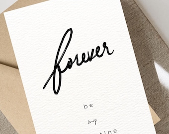 Forever Be My Valentine Printable Romantic Valentine's Day Card, Gift for Him, Gift for Her, Anniversary Card, Love Card, Instant Download