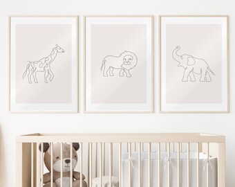 Nursery Poster Set of 3, Printable Poster, Nursery Decor,Nursery Wall Art, Baby Animal Posters for Nursery, Printable Wall Art.