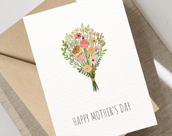 Happy Mother's Day Printable Card, Digital Mothers Day Card, Greeting Card, Floral Card, Love Card, Printable Blank Card, Foldable Card