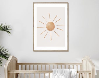 Printable Nursery Wall Decor, Sun Bohemian Poster, Baby Girl Boy Print, Nursery Poster, Neutral Earthy Nursery Wall Art.