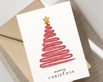 Tarjeta de Navidad minimalista, digital, imprimible, diseño elegante, interior en blanco