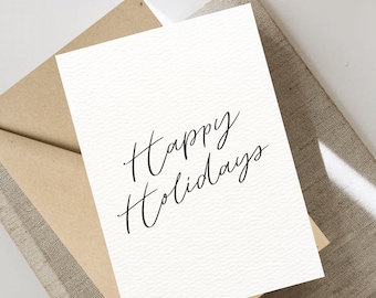 Digital Minimalistic Happy Holidays Christmas Card, Simple and Blank, Instant Download