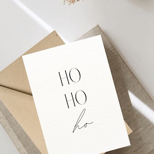Digital Ho Ho Ho Christmas Card, Simple and Blank, Minimalistic Holiday Greetings, Festive E-card