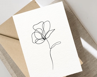 Floral Greeting card, Botanical Card, Floral Print, Digital Card, Birthday card, Greeting card, Instant Download, Anniversary Card, PDF