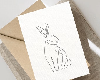 Minimalistic Bunny Easter Card, Printable Easter Card, Happy Easter Greeting Card, Easter Cards, PDF Card, DIGITAL DOWNLOAD, Cute Card