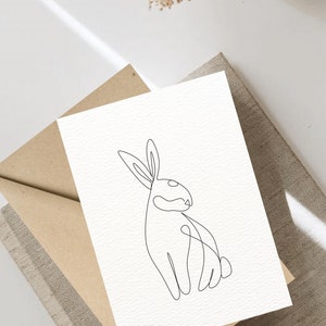 Minimalistic Bunny Easter Card, Printable Easter Card, Happy Easter Greeting Card, Easter Cards, PDF Card, DIGITAL DOWNLOAD, Cute Card