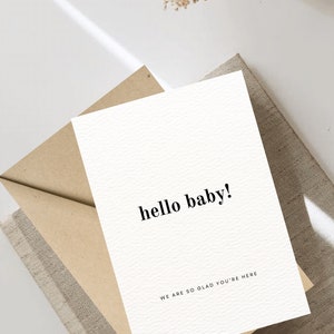 Tarjeta de felicitación para baby shower imprimible digitalmente, tarjeta de Hola bebé, tarjeta de bienvenida para bebé, tarjeta para recién nacido, tarjeta de felicitación para bebé, 5 x 7 y 4 x 6