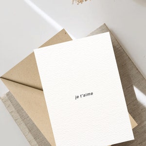 Je T'aime Tarjeta de San Valentín, Tarjeta de Amistad de Amor, Regalo de Aniversario de Relación, Tarjeta de Cumpleaños, Descarga Instantánea, 5x7 y 4x6, Digital.