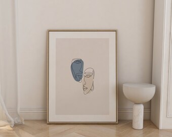 Printable Wall Art, Line Art Print, Minimalistic Line Art Poster, Modern Home Decor, Wall Art, Face Line Drawing Sketch Art, Modern Lines.