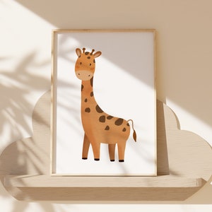 Safari Nursery Art, Giraffe Print, Digital Poster, Safari animals wall art, Baby giraffe, Safari nursery decor theme