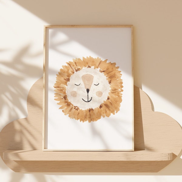 Impresión de guardería de leones, póster de guardería Safari, regalo de baby shower, guardería de género neutro, lindos animales bebés, decoración de habitaciones para niños, CARTEL DIGITAL.