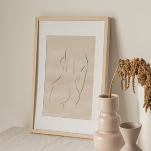 Woman Body Line Art, Beige Line Print, Digital Print,Minimalistic Poster, Female Line Art, Neutral Wall Art, Female Body Print, Woman Poster