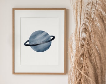 Blue Planet Print, Space Nursery Decor, Boys Room Wall Art, Kids Room Poster, Outer Space Theme