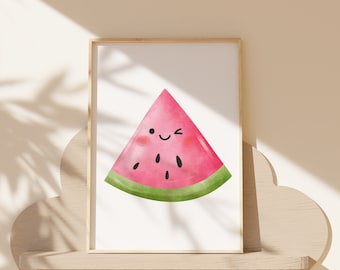 Wassermelone Kinderzimmer Dekor Druck, süße Wassermelone Druck, Kinderzimmer Wandkunst, Obst Illustration Wandkunst, süße Jungen Mädchen Schlafzimmer Kunst