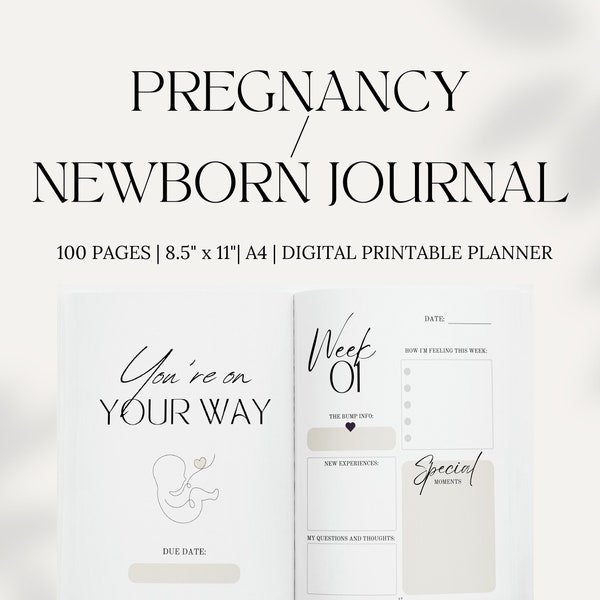 Pregnancy Planner Journal, Digital Printable Minimalistic Planner, Newborn Prep Organizer, Birth Plan Tracker, Pregnancy Diary