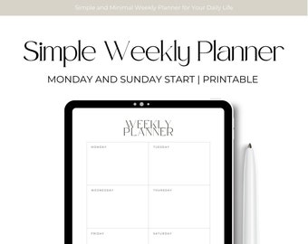 Printable Weekly Planner, Digital Planner, To Do List, Productivity Planner, Printable Planner, Instant Download, A4/A5/Letter/Half Letter