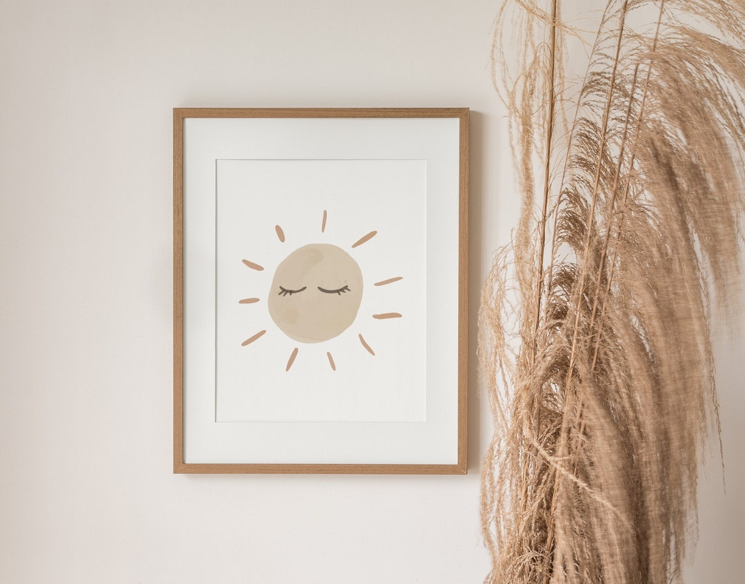Boho Sun Poster Nursery Print, Digital Wall Print for Kids Room, Gender ...