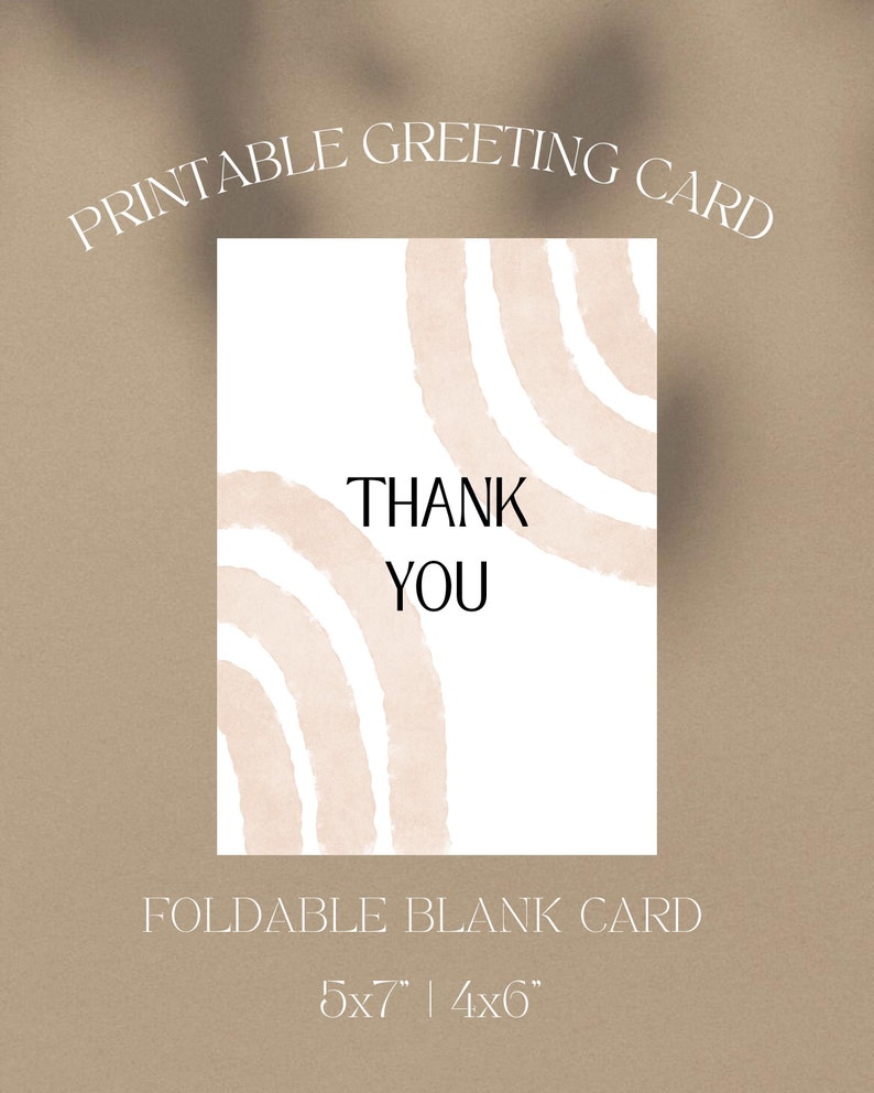 Thank You Card, Printable Modern Digital Card, Minimalistic Thank You Card, Minimalistic Card, Blank Foldable Card, INSTANT DOWNLOAD, PDF. image 4