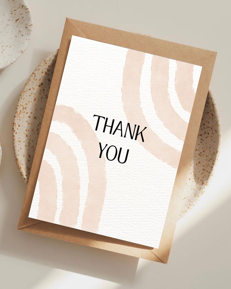 Thank You Card, Printable Modern Digital Card, Minimalistic Thank You Card, Minimalistic Card, Blank Foldable Card, INSTANT DOWNLOAD, PDF. image 3