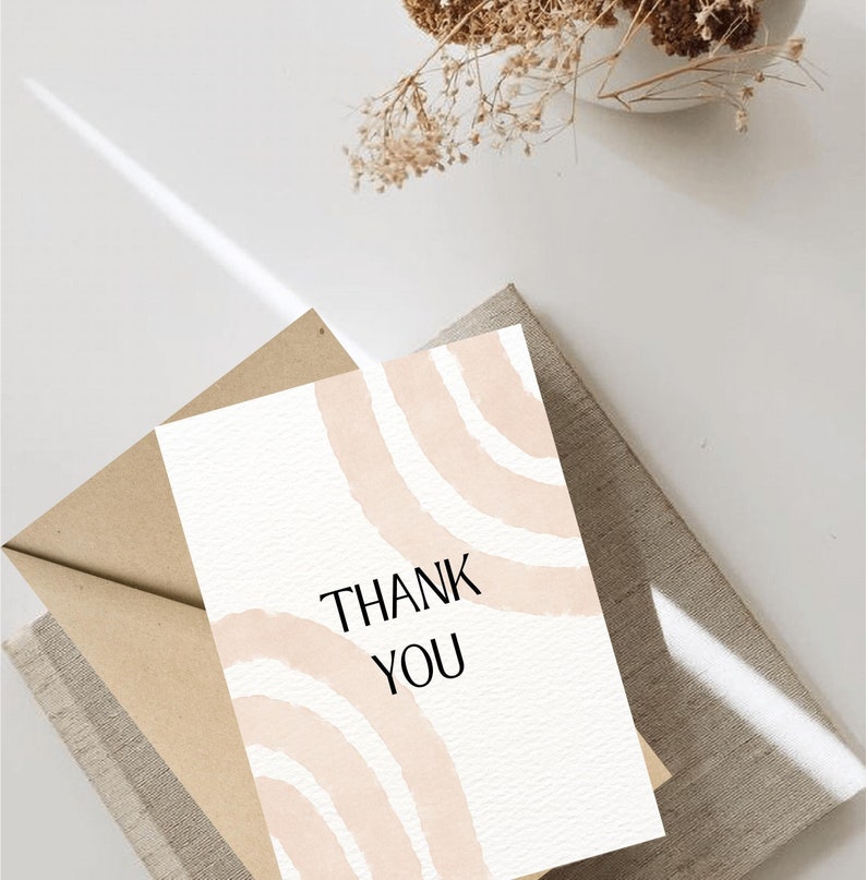 Thank You Card, Printable Modern Digital Card, Minimalistic Thank You Card, Minimalistic Card, Blank Foldable Card, INSTANT DOWNLOAD, PDF. image 1