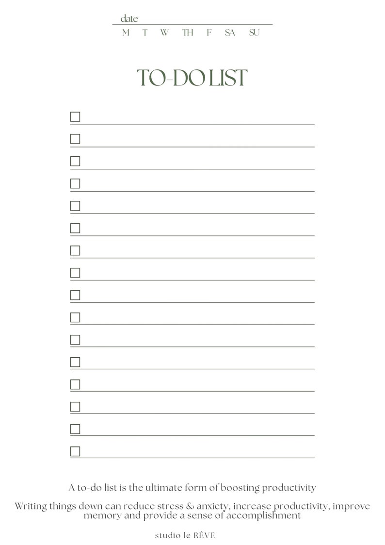Printable to Do List Instant Download Digital Planner to Do Etsy