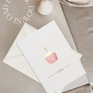 Make a Birthday Wish Printable Birthday Card, Greeting Card, Downloadable Card, Happy Birthday Card, 5x7 and 4x6 Foldable Card, Blank Card image 2