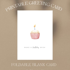 Make a Birthday Wish Printable Birthday Card, Greeting Card, Downloadable Card, Happy Birthday Card, 5x7 and 4x6 Foldable Card, Blank Card image 4