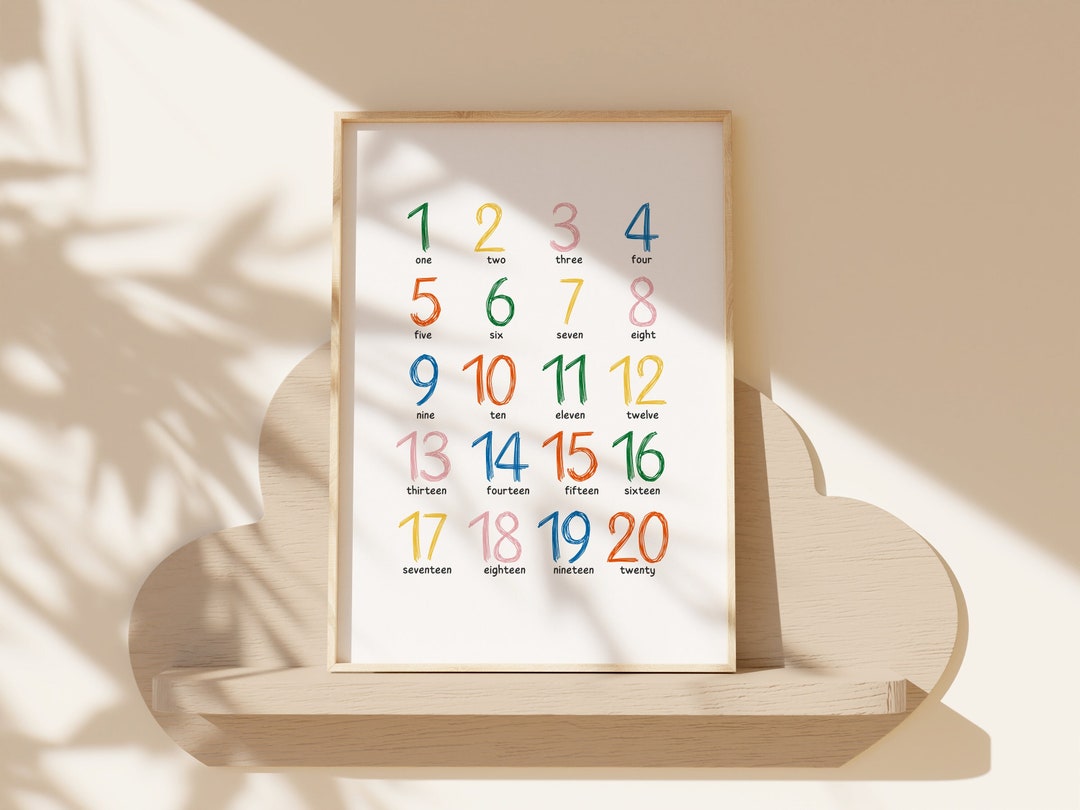 Rainbow Counting Poster, Numbers 0-20 Print, PRINTABLE Educational Wall ...