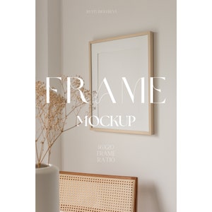 Minimalistisch beige frame mockup, neutrale PSD-sjabloon, productdisplay, digitale mockup